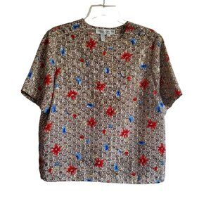 Vintage Laura & Jayne Petite Collection Floral Short Sleeve Blouse